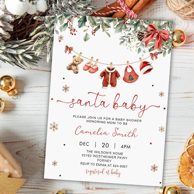 Santa Baby Winter Christmas Baby Shower Invitation (Créateur téléchargé)