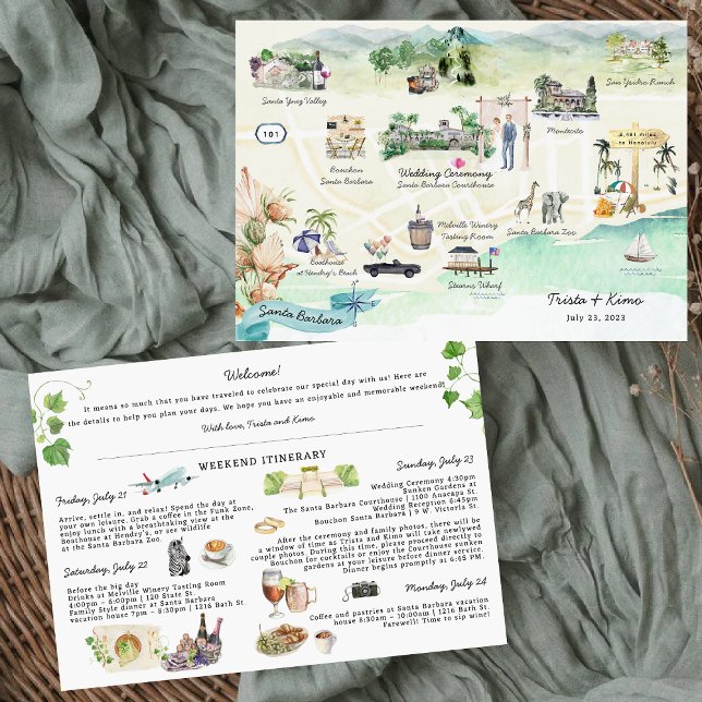 Santa Barbara | Carte d'itinéraire de week-end de  (Créateur téléchargé)