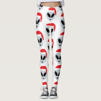 santa claus alien emoji leggings