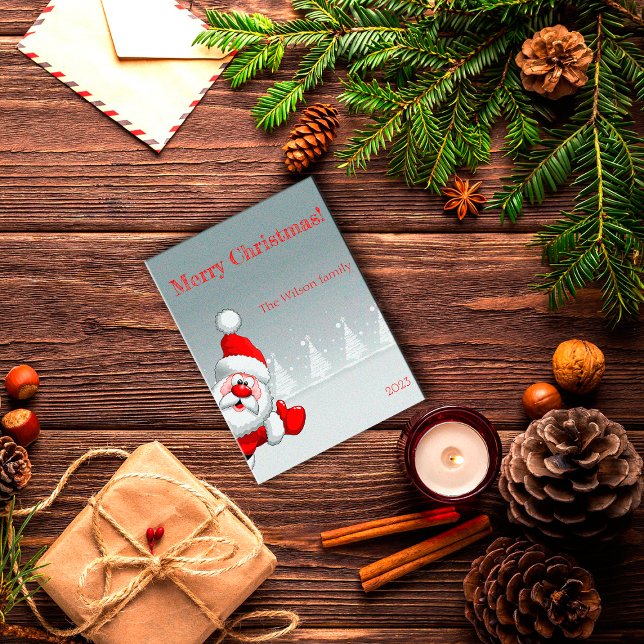 Santa Claus Arbre de Noël neige Carte postale (Créateur téléchargé)