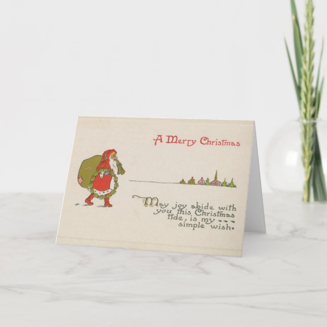 Santa Claus avec carte de Noël Wreath (Devant)