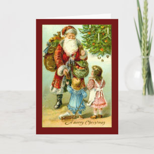 Santa Claus avec deux petites filles Carte d'art V