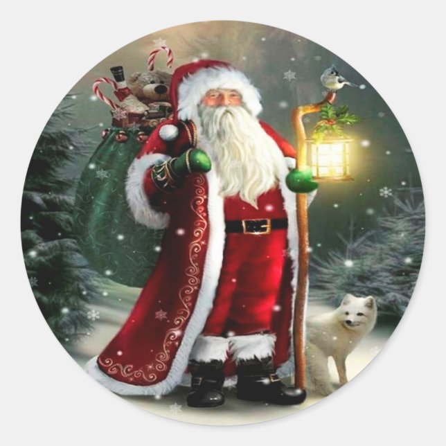 Santa Claus Avec Sticker Rond Lanterne (Devant)