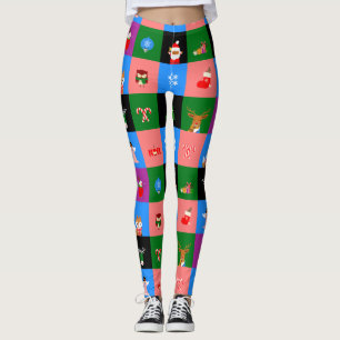 santa claus colblock leggings