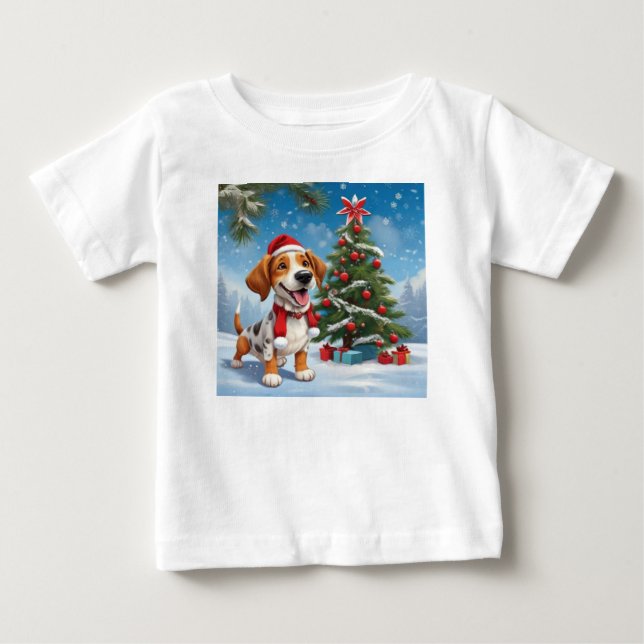 Santa Claus Dog Toddler Tshirt (Devant)