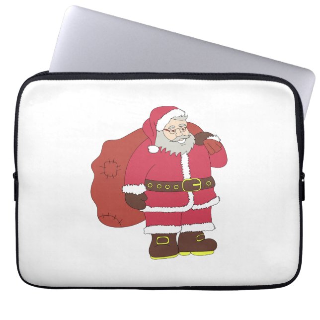 Santa Claus en rouge avec sac cadeau et lunettes (Devant)