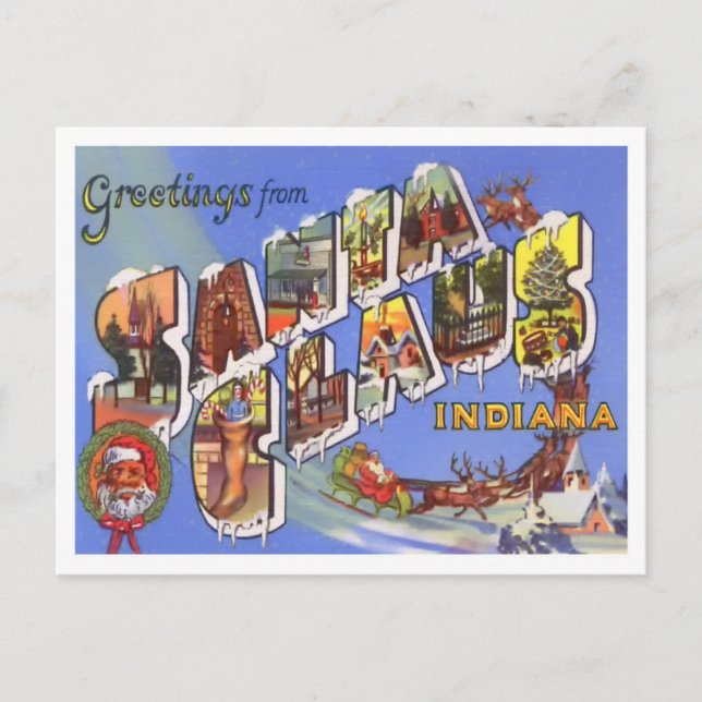 Santa Claus, Indiana Vintage Big Letters Carte pos (Devant)