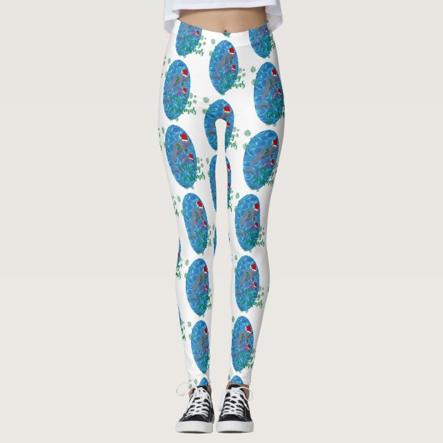 santa claus joyeux noël dauphins leggings (Devant)