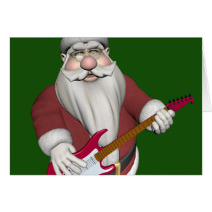 Santa Claus Musical Avec Guitare Électrique Rouge