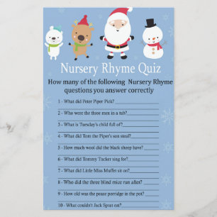 Santa Claus Nursery Rhyme Quiz jeu de baby shower