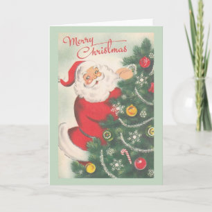 Santa Claus rétro et Carte de Noël Arbre