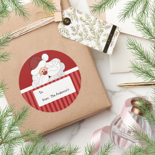 Santa Claus Round Holiday étiquette autocollants