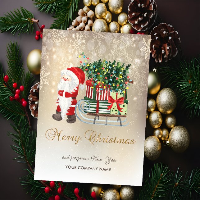 Santa Claus, Sleigh Snowflakes Carte de vacances (Créateur téléchargé)