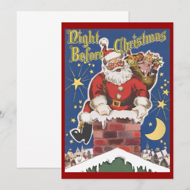 Santa Claus vintage, Noël Invitation (Devant / Derrière)