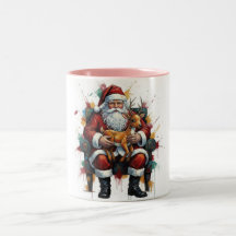 Santa Clause & Reindeer , Christmas Mug
