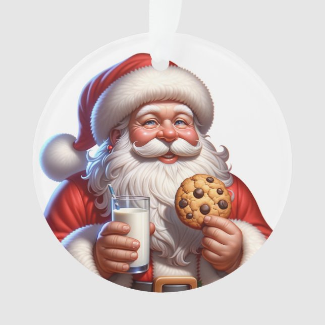 Santa Cookies and Milk Christmas Acrylic Ornament (devant)