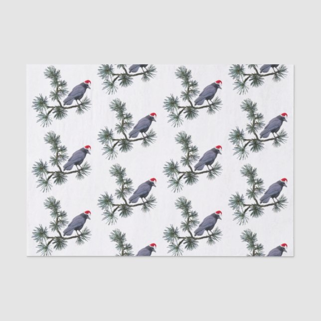 Santa Crow dans du papier de soie en pin (Recto)