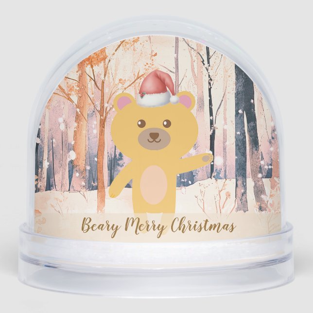 Santa Cute Bear Personalized Christmas Snow Globe (Avant)