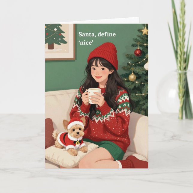 Santa, définissez 'joli' carte de Noël (Devant)
