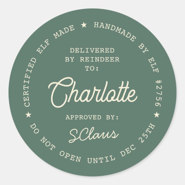 Santa Delivery Sticker | Christmas Elf Label Seal (Devant)