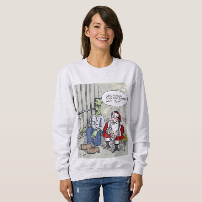 Santa en prison femme sweatshirt gris cendré (Devant entier)