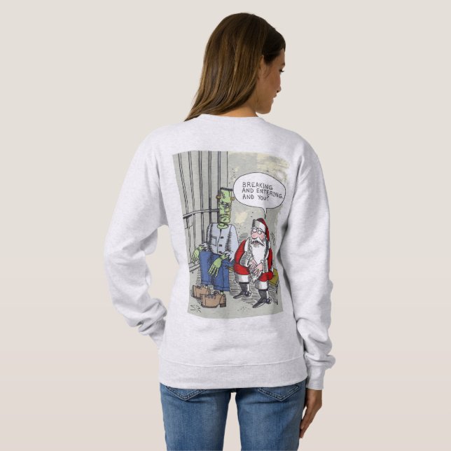 Santa en prison femmes sweatshirt gris cendré dos (Dos entier)
