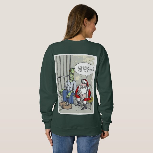 Santa en prison femmes sweatshirt vert dos (Dos entier)