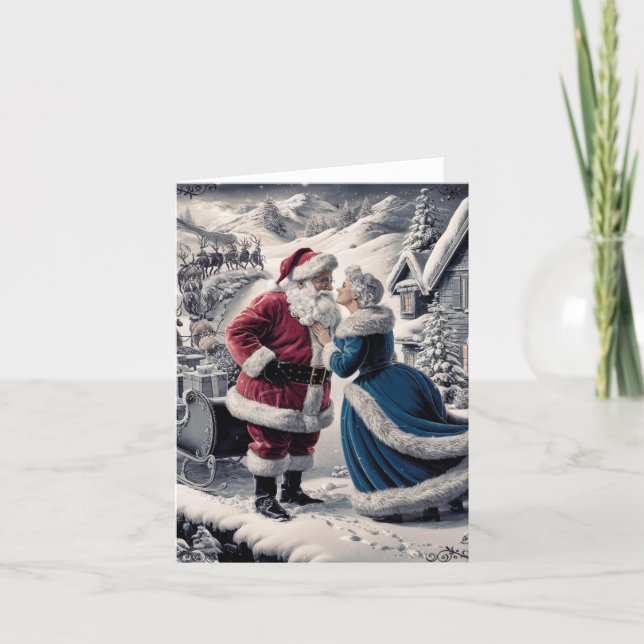 Santa faisant ses adieux à Mme Claus - Carte vierg (Devant)