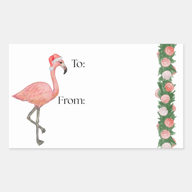 Santa Flamingo Gift Sticker (Devant)