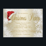 Santa Hat Corporate Christmas Party Invitations<br><div class="desc">Invitations de Noël au Père Noël avec des flocons de neige blancs sur un arrière - plan d'or. Cette élégante invitation à la fête de Noël en flocon de neige est facilement customisée pour votre événement en ajoutant simplement vos détails dans le style de police et la couleur de votre...</div>