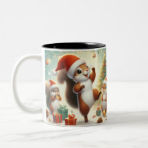 Santa Hat Squirrel Célébration Café Mug