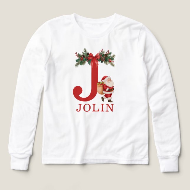 Santa Monogrammé et Nom Famille Assortis (Motif recto)