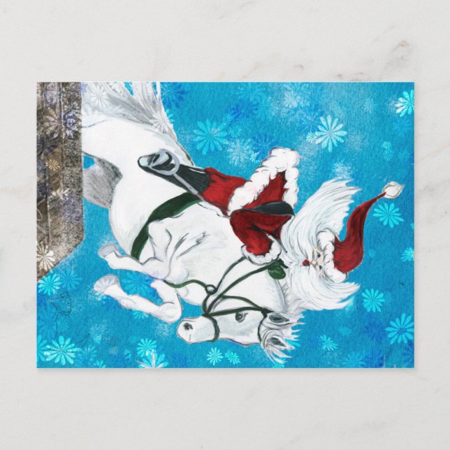 Santa Rides a Horse - Carte postale (Devant)