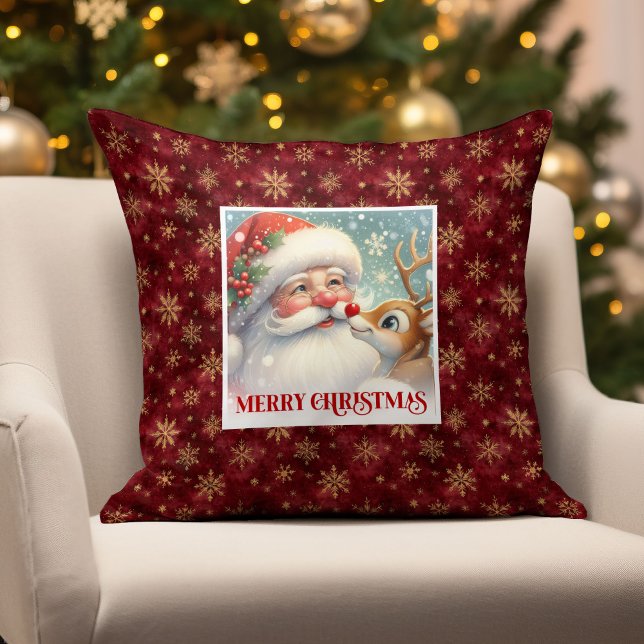 Santa Rudolph Joyeux Noël Coussin Mignon Style de  (Santa Rudolph Merry Xmas Pillow Cute Holiday Style)