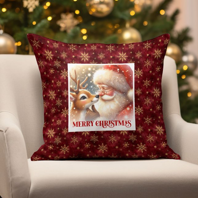 Santa Rudolph Noël Oreiller Joyeux Noël Classique  (Santa Rudolph Xmas Pillow Merry Christmas Classic )
