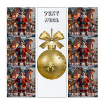 Santa standing with Deer Bauble Text Here Wall-Art
