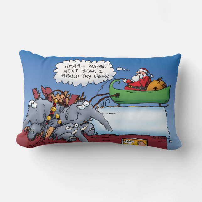 Santas Elephants Coussin de dessin de Noël (Recto)