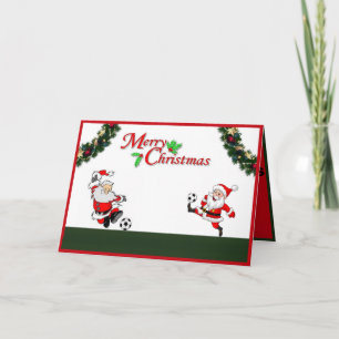 Santas jouant au football carte de Noël
