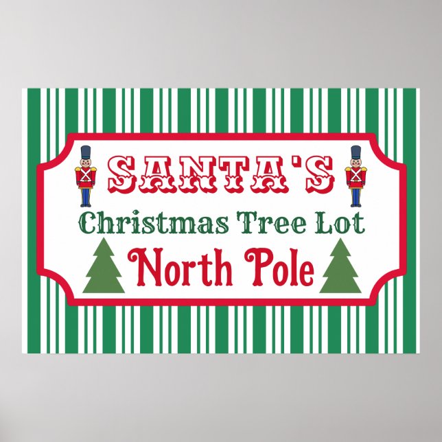 Santa's Retro Christmas Tree Lot Sign Art Poster (Devant)