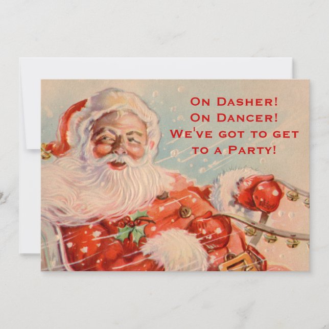 Santas Sleigh Ride Custom Party Invitation (Devant)