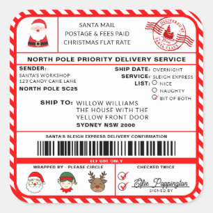 Santas Sleigh Sticker Étiquette de livraison de No