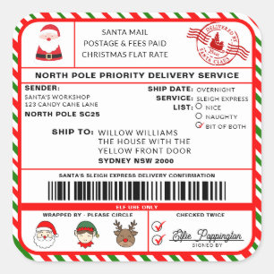 Santas Sleigh Sticker Étiquette de livraison de No