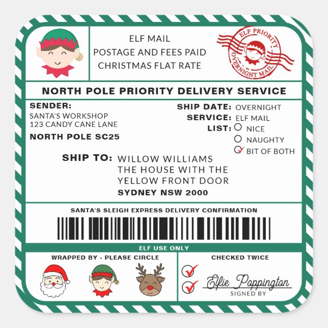 Santas Sleigh Sticker Étiquette de livraison de No (Devant)