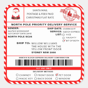 Santas Sleigh Sticker Étiquette de livraison de No