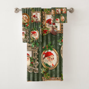 Santas Vintages festifs en cadres ornés avec Holly