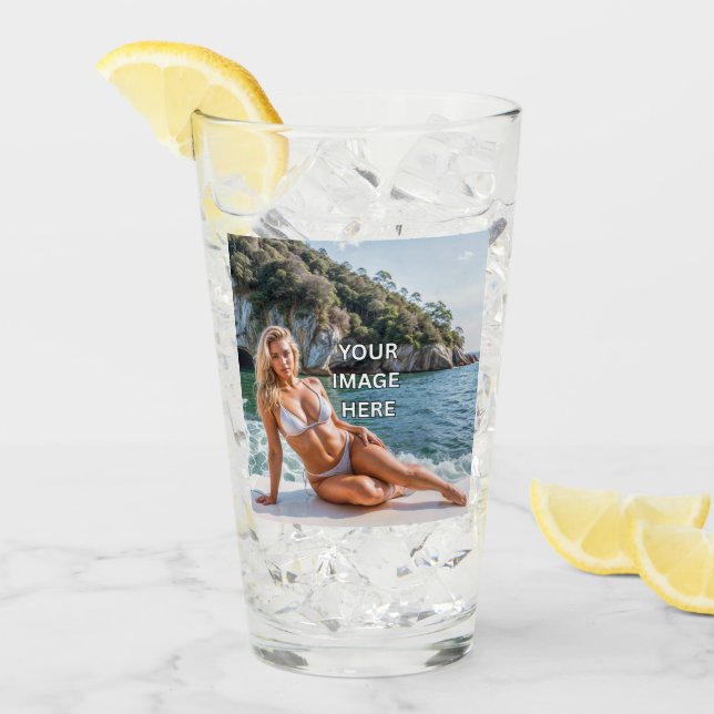 SANTÉ! 🥂 coupe de verre 16 oz - Ajouter une image (Devant glace)
