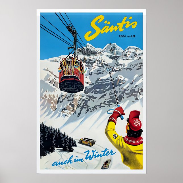 Säntis Suisse Affiche de ski vintage - Encadrée (Devant)