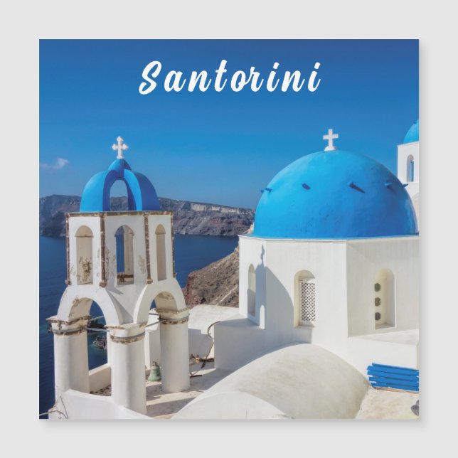 Santorin avec église bleue et blanche (Devant)