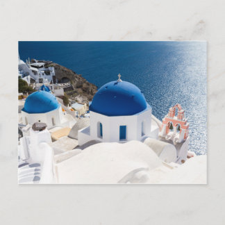 Santorin - Bleu dôme église à Oia carte postale