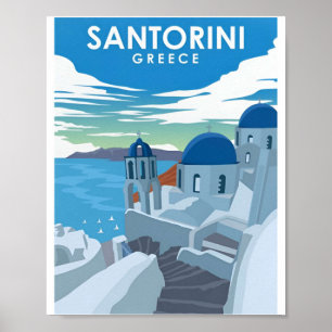 Santorin Grèce Vintage Grèce Affiches de voyage